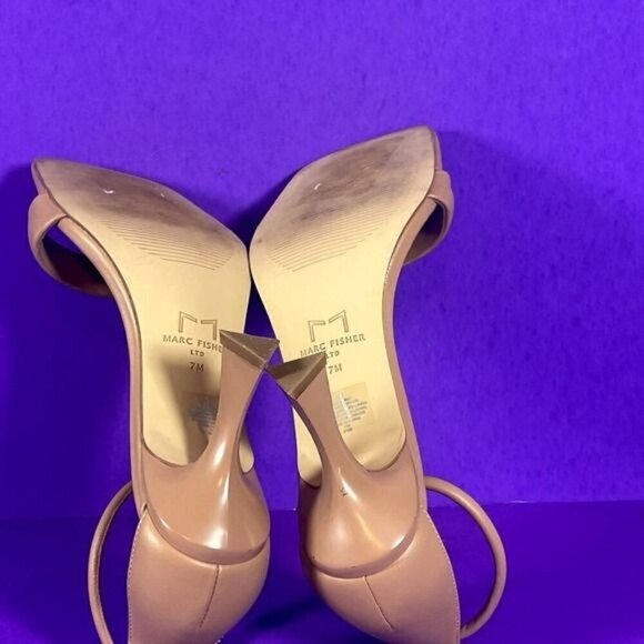 Marc Fisher Brown Leather Derine High Heel‎ Dress Sandals Shoe Size 7 - Picture 6 of 7